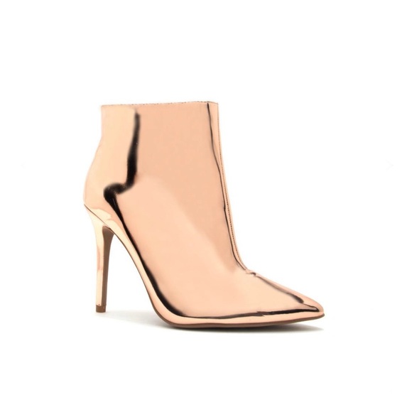 Shoes - Rose Gold Metallic Ankle Booties
